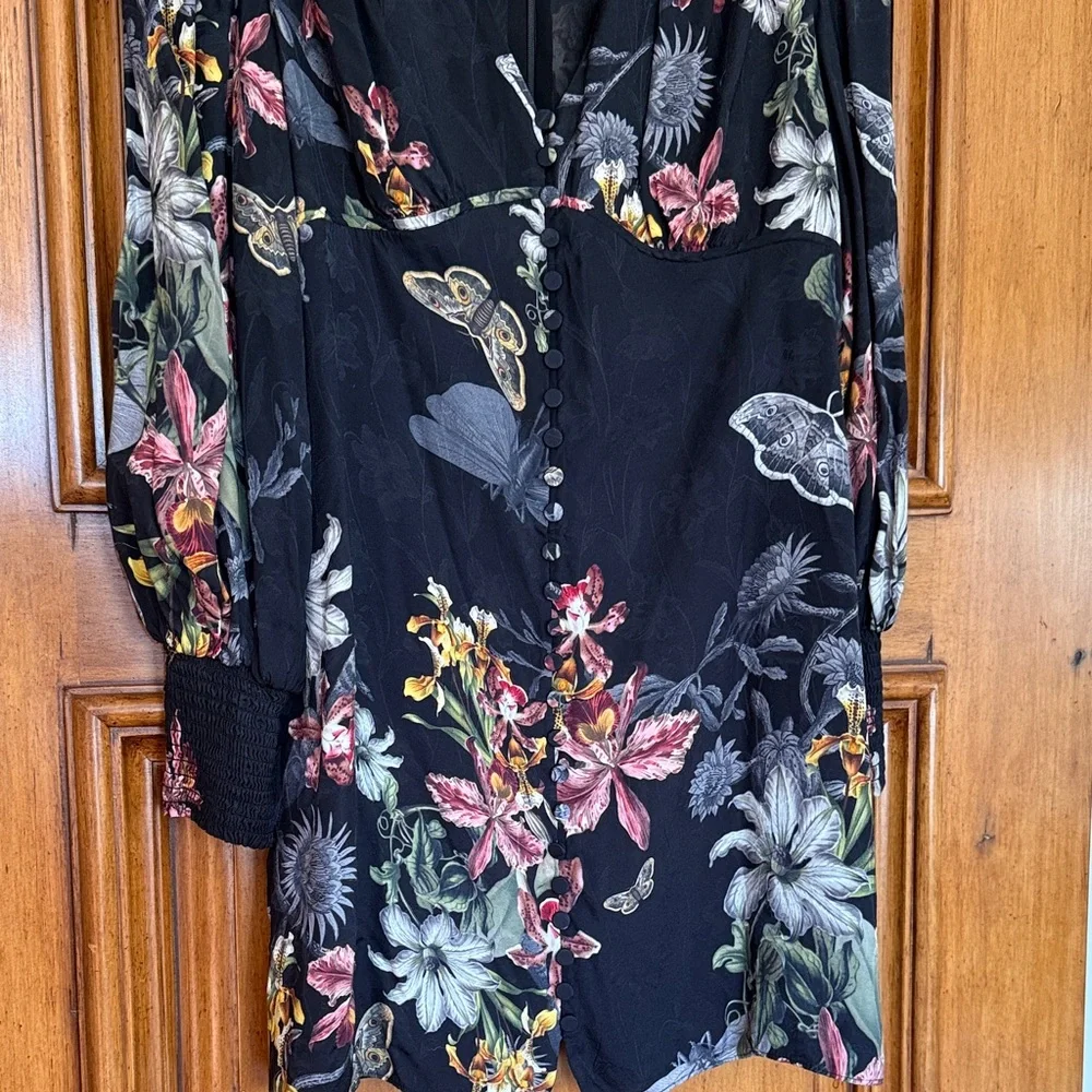 All Saints Black Floral Mini Dress - Picture 5 of 7